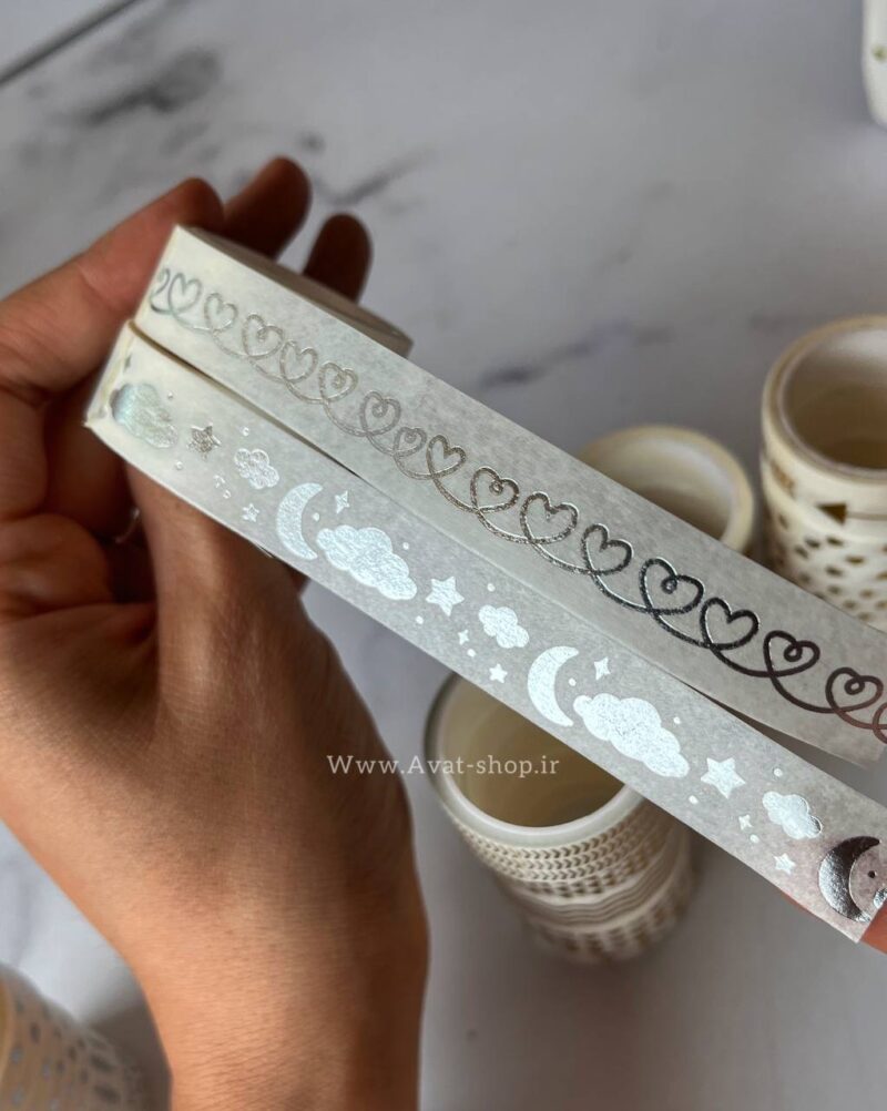 پک چسب نقره کوب نقره ای 5 عددی