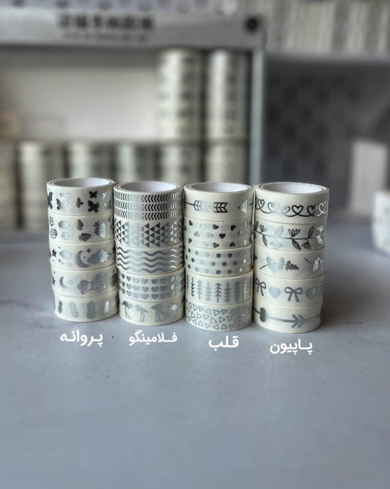 پک چسب نقره کوب نقره ای 5 عددی