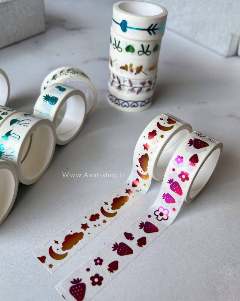 پک چسب طلاکوب رنگین کمونی 5 عددی