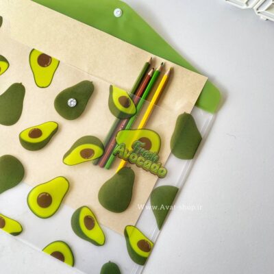 پوشه دکمه دار شفاف طرح آووکادو