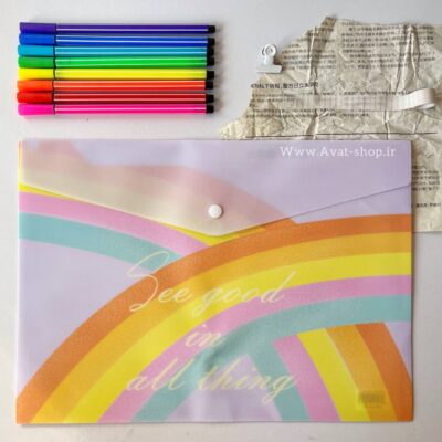 پوشه دکمه دار اکلیلی طرح رنگارنگ