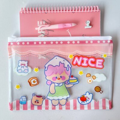 پوشه زیپی آ۴ توری طرح دختر