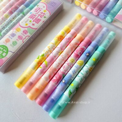 هایلایتر عطری گل ۶عددی رنگی دو سر