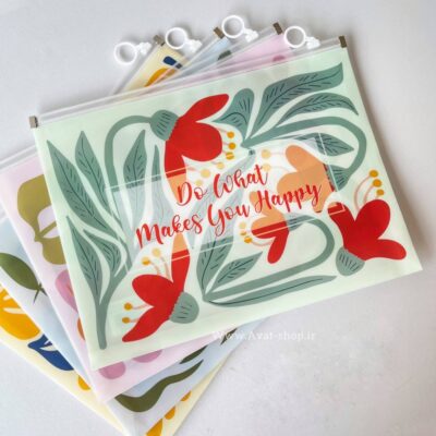 پوشه زیپی آ۴ شفاف طرح گل