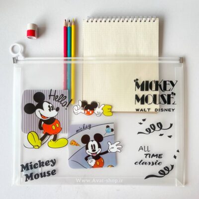 پوشه زیپی شفاف آ۴ طرح میکی موس