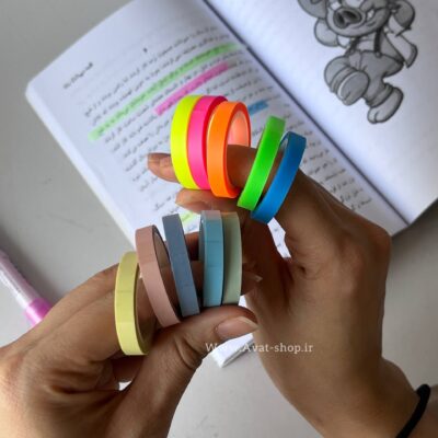 ایندکس و هایلایتر چسبدار رولی متری ۵ عددی
